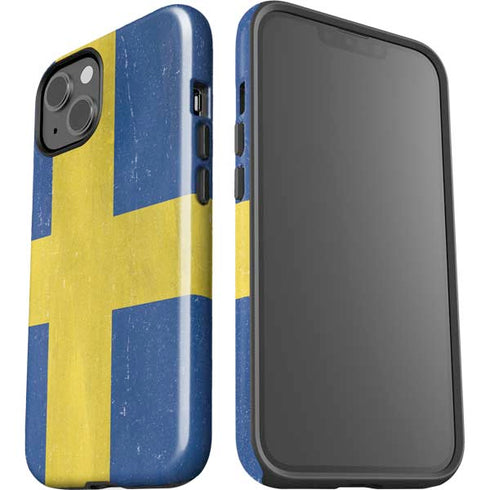 Sweden Flag Distressed iPhone 15 Plus Impact Case